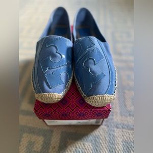 Tory Burch Lonnie Flat Espadrille Blue Canvas Shoe